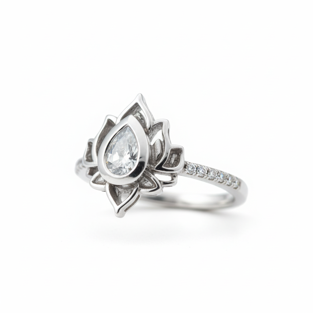 Bague Lotus profil fond blanc