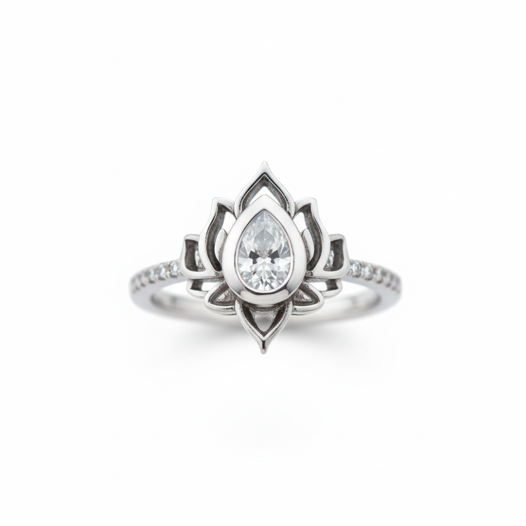 Bague Lotus zoom fond blanc