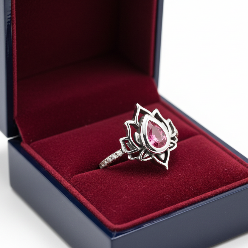 Bague Padma Rose dans un écrin