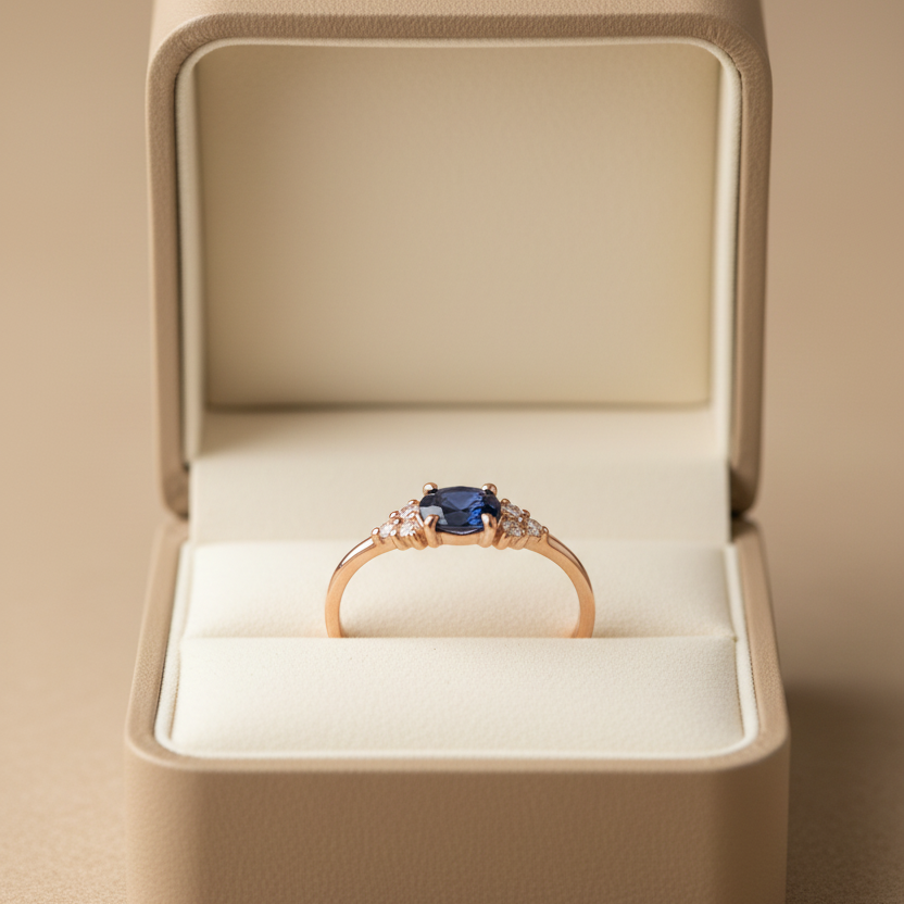Bague Sérène bleu marine - écrin