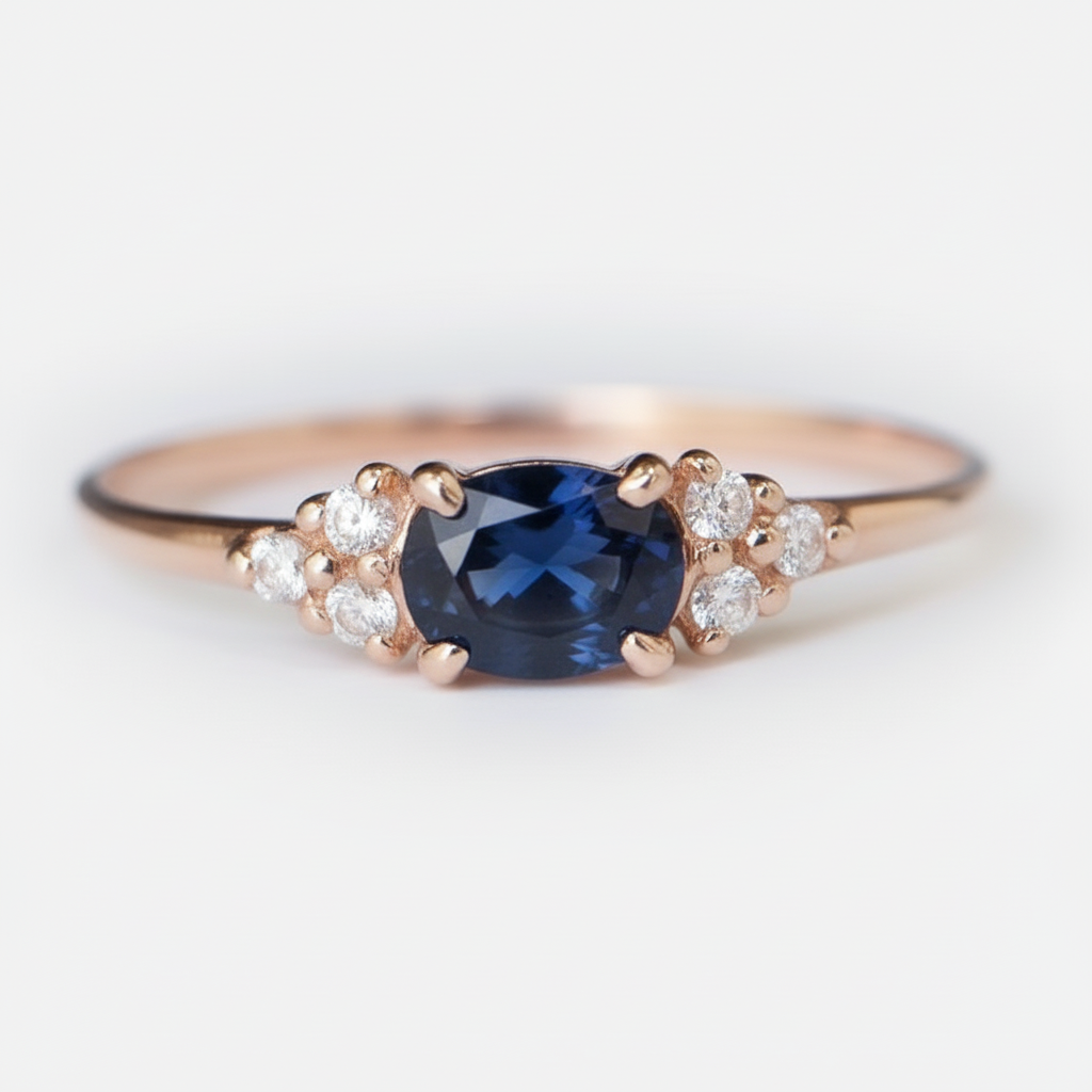 Bague Sérène - pierre bleu marine - fond blanc