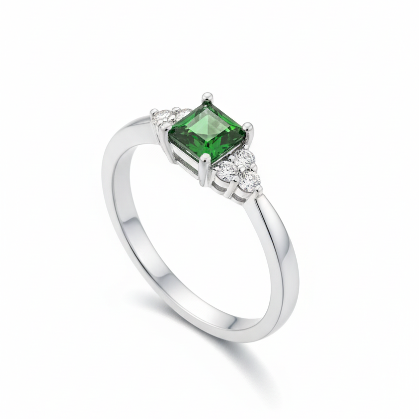 Squara vert - fond blanc 3/4 vertical